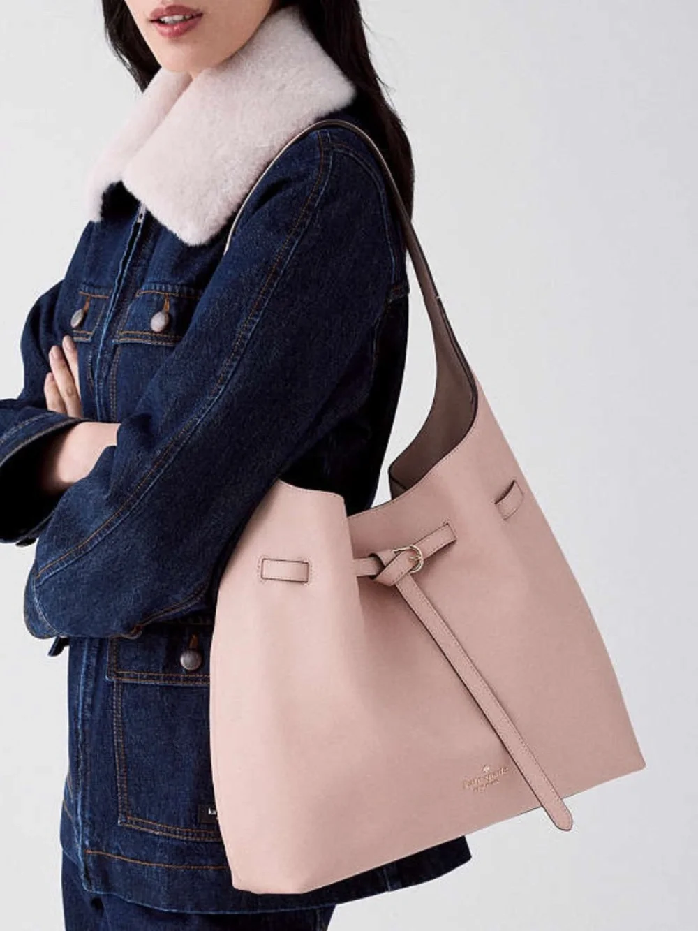 Kate Spade New York 454 Belted Large Shoulder Bag Rose Smoke